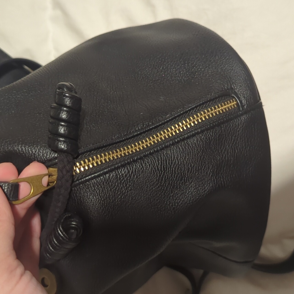 Black Backpack With Front Zipper And Drawstring C… - image 5